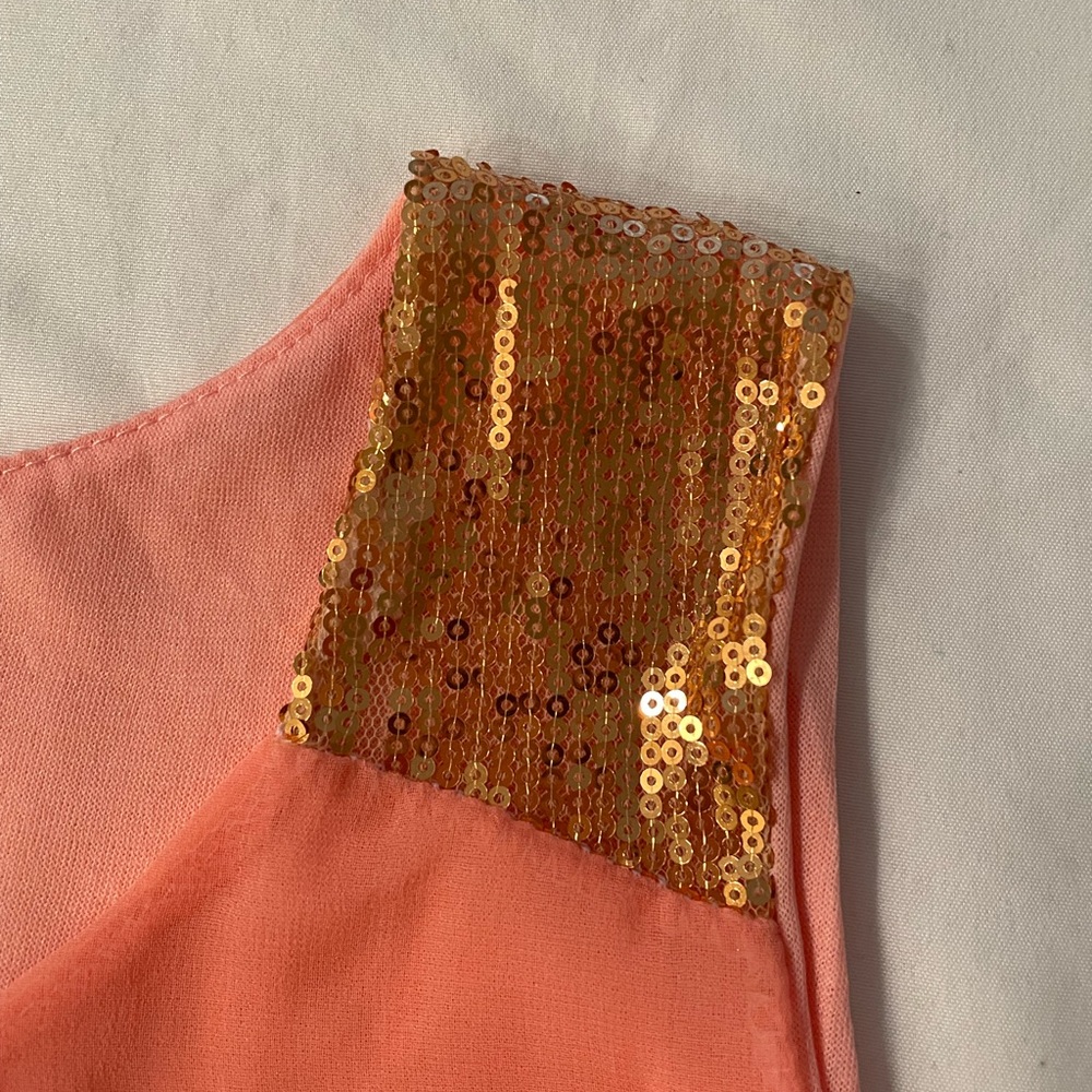Women Orange Party Dress Sleeveless - Picture 7 of 7